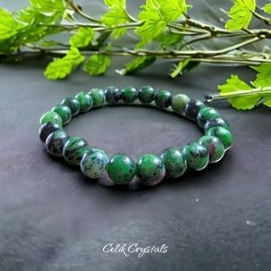 Ruby Zoisite 8mm Healing Bracelet Unisex Stretch Bracelet